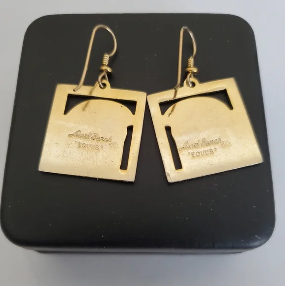 LAST CHANCE: Laurel Burch "Equus" Earrings, Black/Gold - Picture 2 of 2